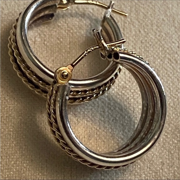 14k Gold/sterling Hoop Earrings with 10k GF tiny Hoops. - Picture 13 of 15